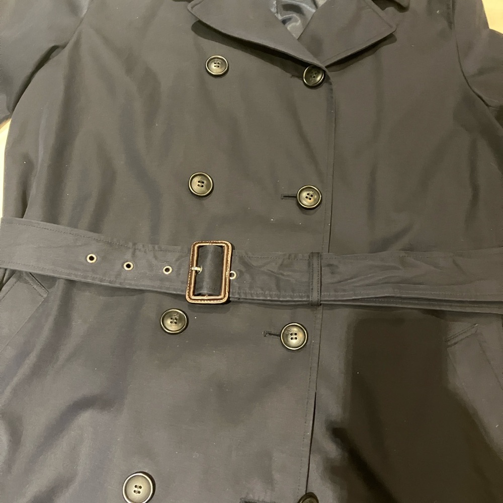 Uniqlo/Ines de la Fressange Navy Blue Double-Breasted Trench Coat - Picture 2 of 10